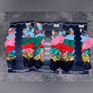 Brand New 3 Packages Packed Party 7 Piece Days of the Week Scrunchie Multicolor